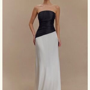 Meshki Strapless Black and White Dress